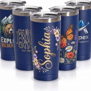 Personalized 20 oz Tumbler with Lid, Custom Full Color Stainless Steel Cup - Image 4